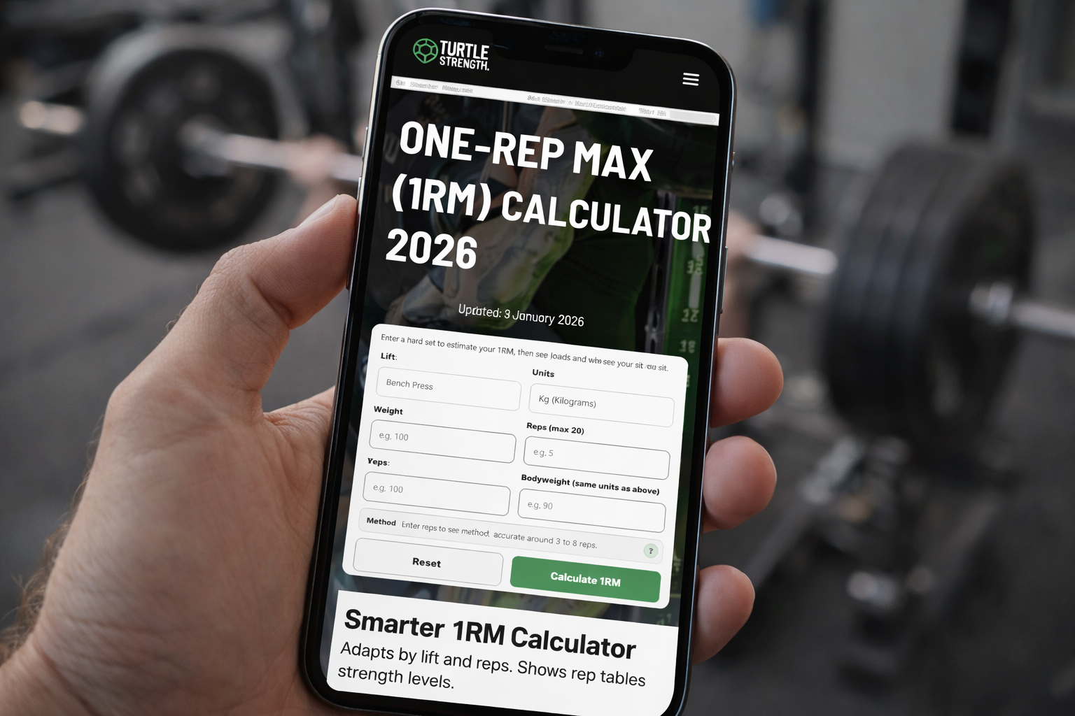 OneRep Max (1RM) Strength Calculator 2026 Turtle Strength